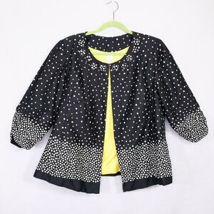 Lavender and Honey Jacket Plus Size 1X Black Polka Dot Lined Ruched sleeves